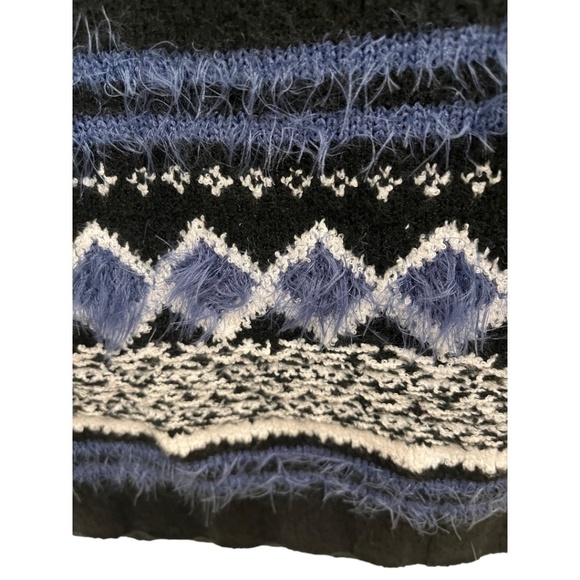 CASLON Black & Blue Fair Isle Convertible Cowl Neck Pullover Sweater Size XL - Picture 2 of 5